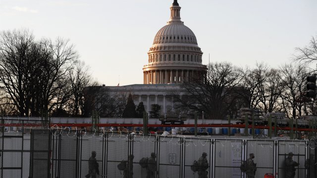 National Guards deploy inside the security perimeter surrounding the Capitol