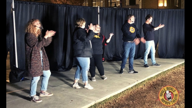 Improv group performs outside