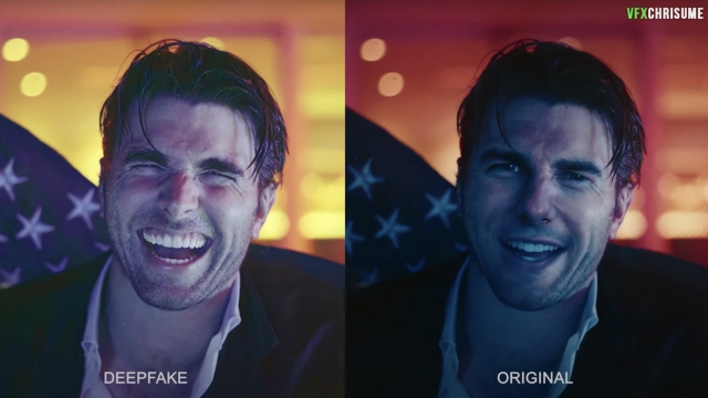 Deepfake video of Tom Cruise compared to original video
