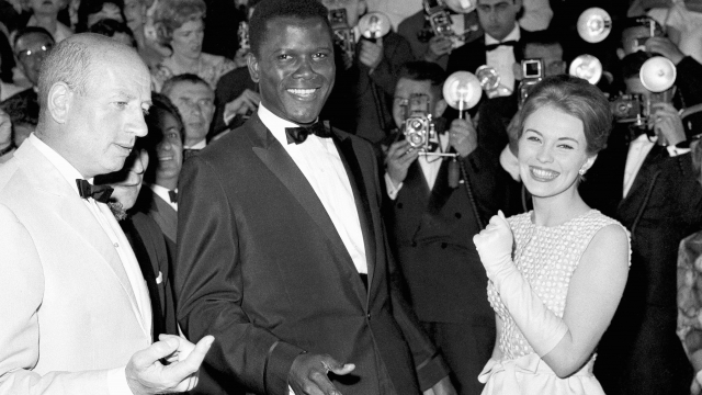 Actor Sidney Poitier appears at 1961 Cannes Film Festival.