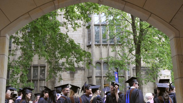 Graduating students waiting for commencement at Yale University.
