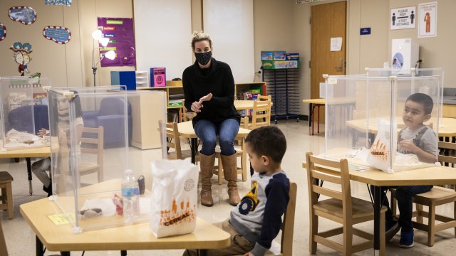 Preschool students participate in class at Dawes Elementary School in Chicago