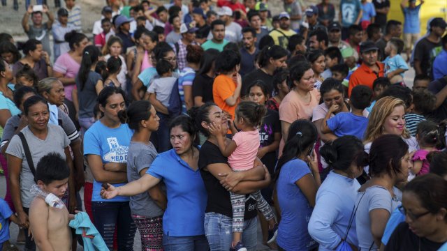 Migrants returned to Mexico under the Trump administration's "Remain in Mexico" policy, at a camp in Matamoros, Mexico.