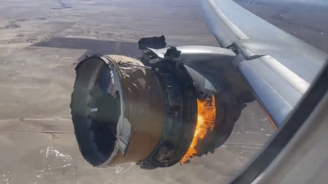 Damaged engine of United Airlines 777