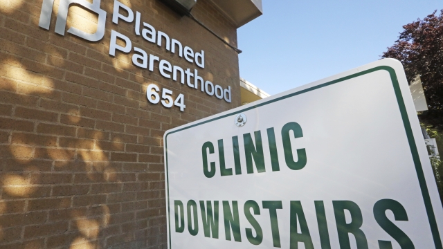 A sign is displayed at Planned Parenthood of Utah in Salt Lake City