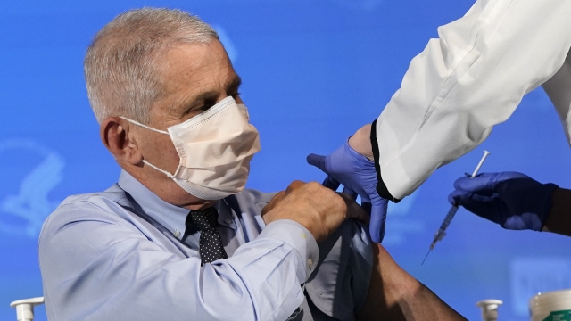 Dr. Anthony Fauci prepares to receive his first dose of the COVID-19 vaccine.