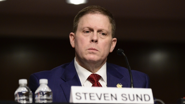 Former U.S. Capitol Police Chief Steven Sund testifies before a Senate hearing.