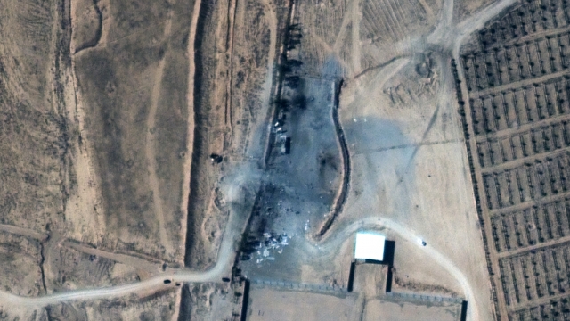 Buildings that were destroyed by a U.S. air strike in Syria.