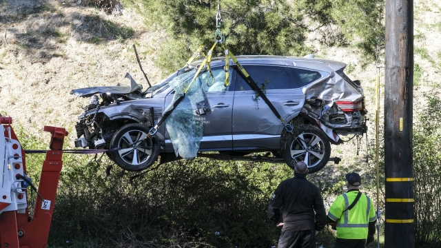 Tiger Woods' vehicle following a rollover accident.