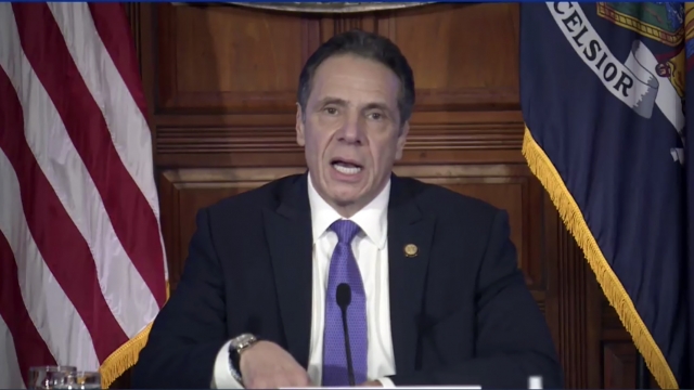 New York Gov. Andrew Cuomo speaks during a news conference.