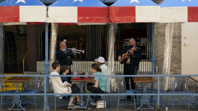 Mariachi perform for diners at a restaurant in San Antonio, Texas.