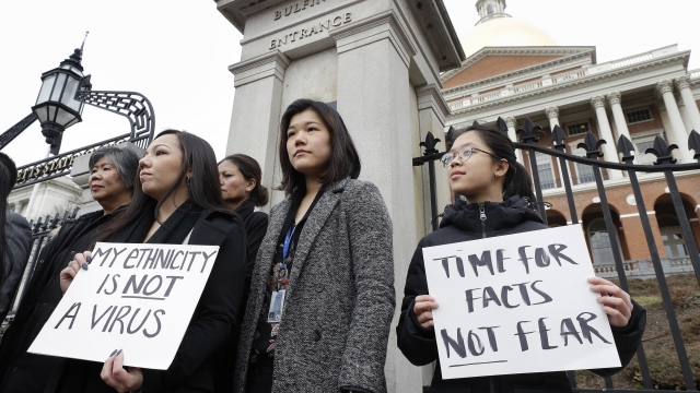 Demonstrators gather to protest racial injustice against Asian Americans