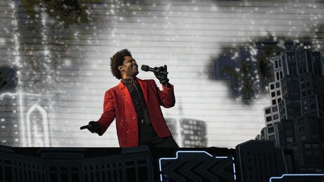 The Weeknd performs during the NFL's Pepsi Super Bowl LV Halftime Show.