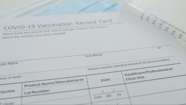 A blank vaccination record card.