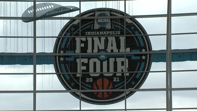 Final four logo on a building.
