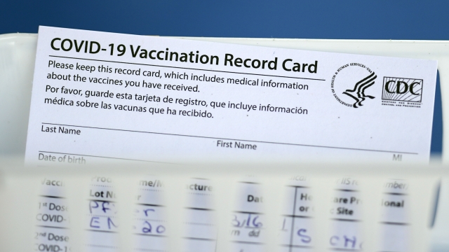 A vaccination record card