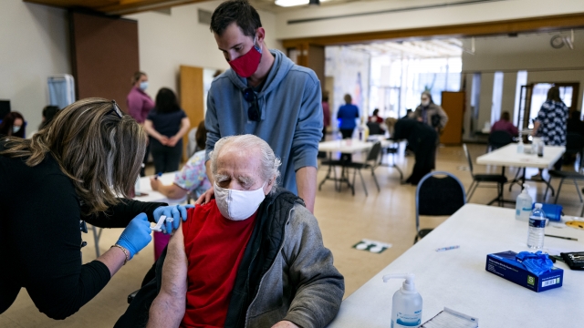 A New York gets a COVID-19 vaccine at a pop-up clinic.