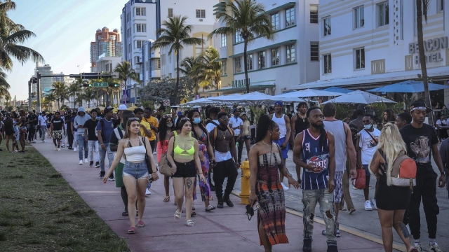 Spring break tourists in Miami Beach