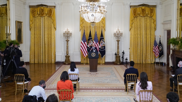 President Joe Biden speaks during a news conference