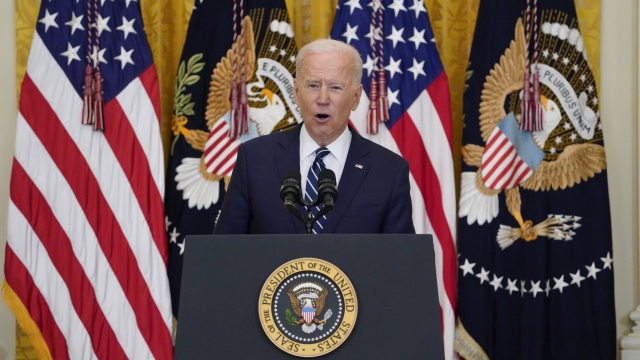 President Joe Biden speaks during a news conference.