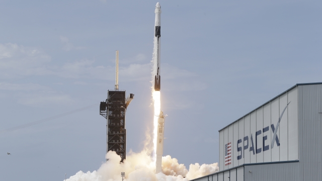 A SpaceX Falcon 9 lifts off from Pad 39-A at the Kennedy Space Center