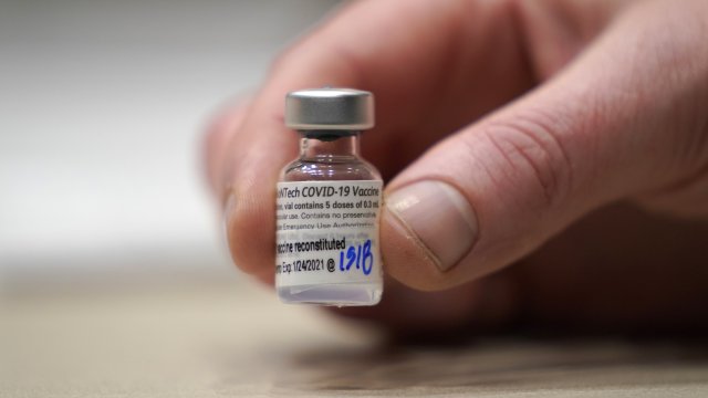 A vial of the Pfizer vaccine for COVID-19.