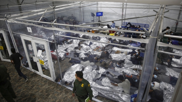 Young minors lie inside a pod at the Donna Department of Homeland Security holding facility.