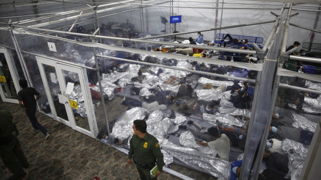 Children in a pod at the a Department of Homeland Security holding facility