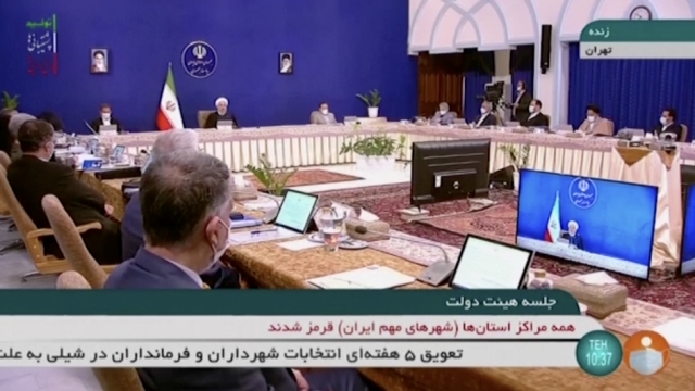 Iranian President Hassan Rouhani speaking during a weekly cabinet meeting
