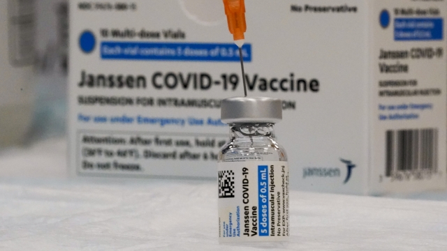 The Johnson & Johnson COVID-19 vaccine is seen at a pop up vaccination site inside the Albanian Islamic Cultural Center