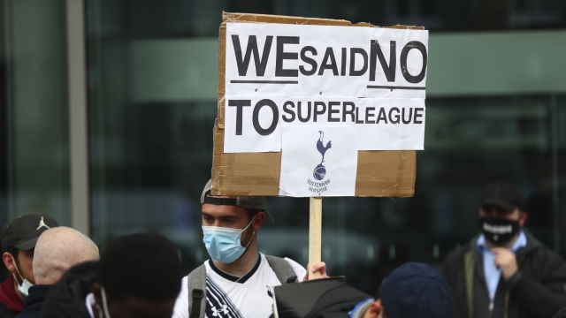 Tottenham fans stage a protest against the Board over the planned creation of a European Super League.