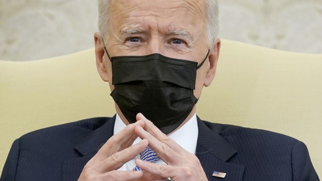 In this April 12, 2021, file photo President Joe Biden speaks during a meeting with lawmakers
