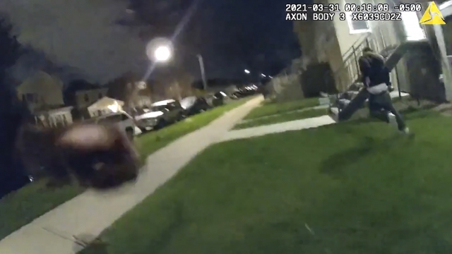 Chicago Police body cam still shows Anthony Alvarez as he runs away during a police foot chase.
