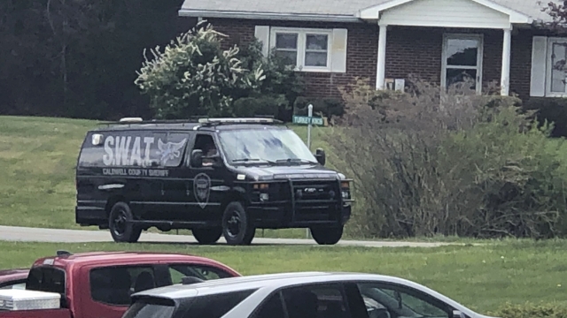 Tactical van at the scene of a standoff in Boone, North Carolina in which two sheriff's deputies were shot and killed.