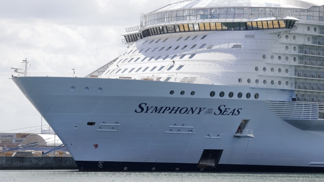 The Symphony of the Seas cruise ship is shown docked at PortMiami, in Miami.