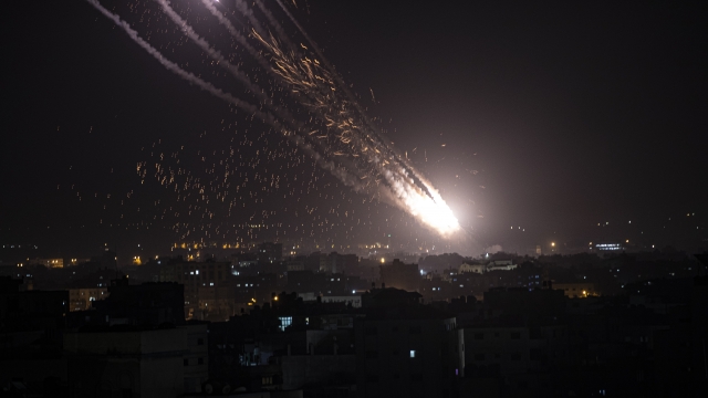 Rockets are launched from the Gaza Strip toward Israel
