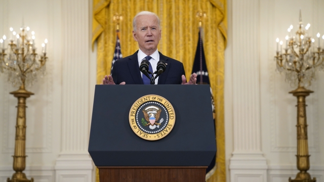 President Joe Biden speaks about the economy, in the East Room of the White House.