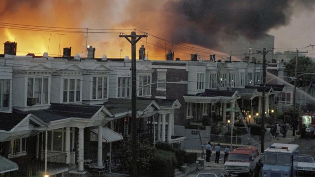 Scores of row houses burn in the west Philadelphia neighborhood fire that came from the MOVE bombing.