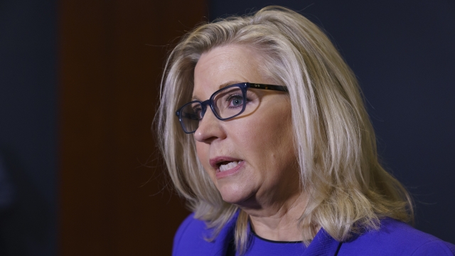 Rep. Liz Cheney, R-Wyo., speaks to reporters after House Republicans voted to oust her from her leadership post.
