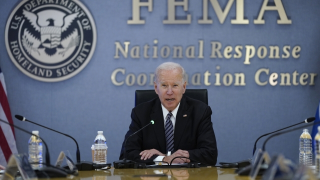 President Joe Biden participates in a briefing on the upcoming Atlantic hurricane season at FEMA headquarters.