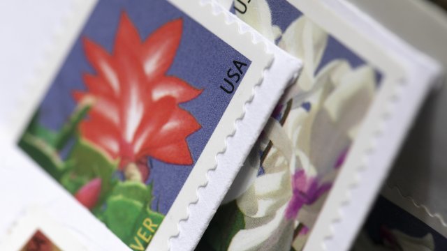 Stamps attached to envelopes