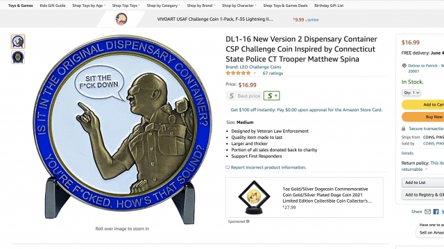 A police misconduct souvenir coin for sale