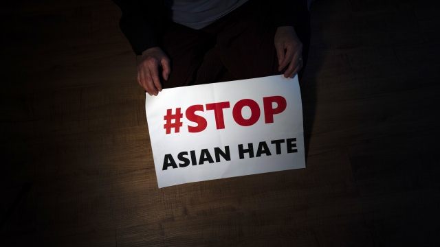 A sign from a rally against anti-Asian hate crimes