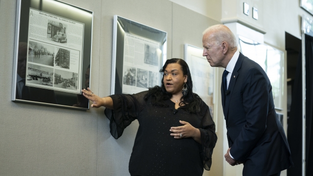 President Biden on a tour of the Greenwood Cultural Center to mark the 100th anniversary of the Tulsa race massacre