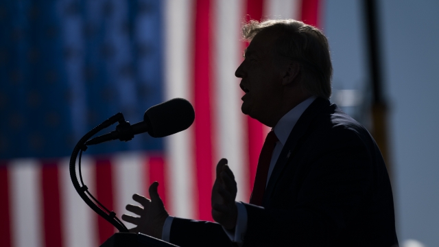 President Donald Trump speaking at a campaign rally.