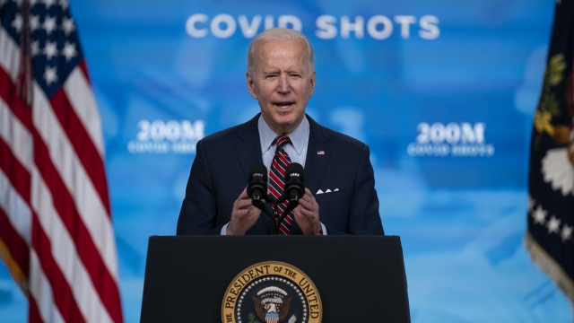 President Joe Biden speaks about COVID-19 vaccinations at the White House, in Washington in April.