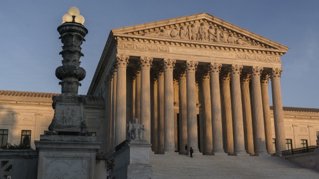 The Supreme Court is seen at sundown in Washington.