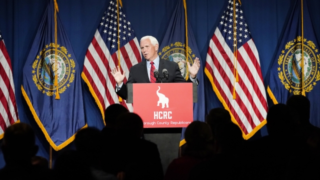 Former Vice President Mike Pence speaks at the annual Hillsborough County NH GOP Lincoln-Reagan Dinner.
