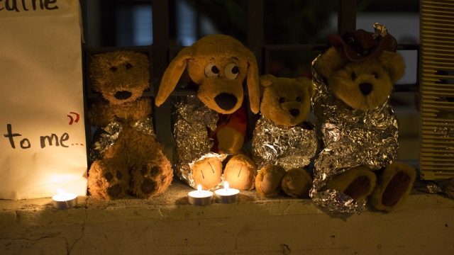 stuffed toy animals wrapped in aluminum foil representing migrant children separated from their families