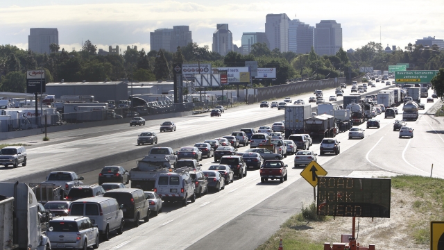 Drivers enter Sacramento on Highway 50 in West Sacramento, Calif.